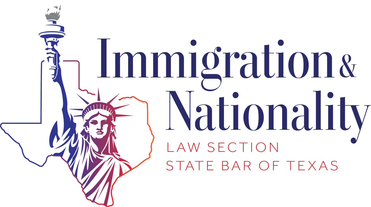 Statue of Liberty over Texas outline with text: “Immigration & Nationality Law Section, State Bar of Texas.”.