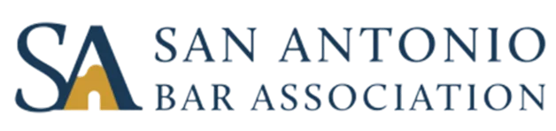 San Antonio Bar Association logo with large stylized “SA” and the full organization name in blue capital letters.
